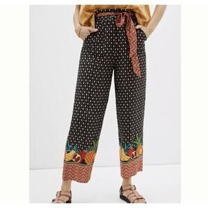 Farm Rio Womens Tucker Paperbag Trousers Sz XS Lightweight Pants Resort Vacation